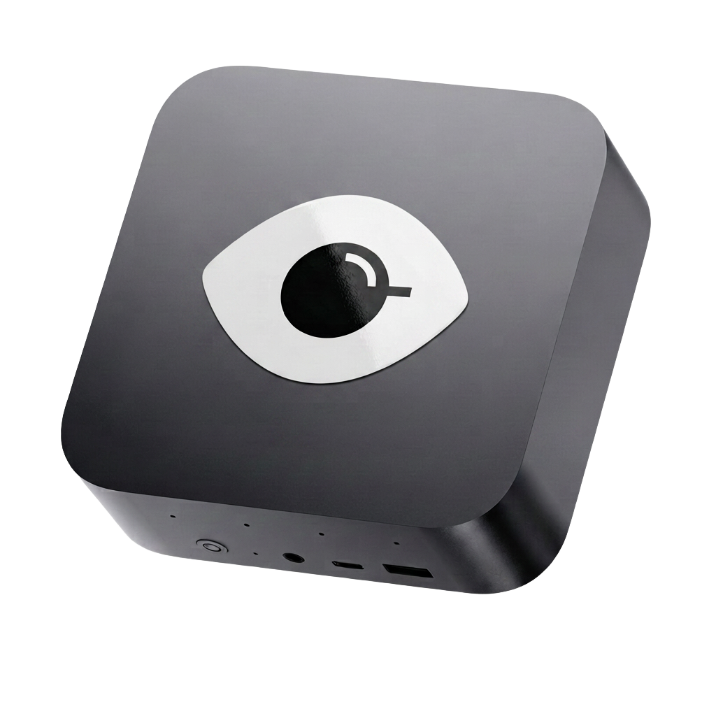 The Eyetea box — a compact on-prem device bearing the Eyetea eye mark