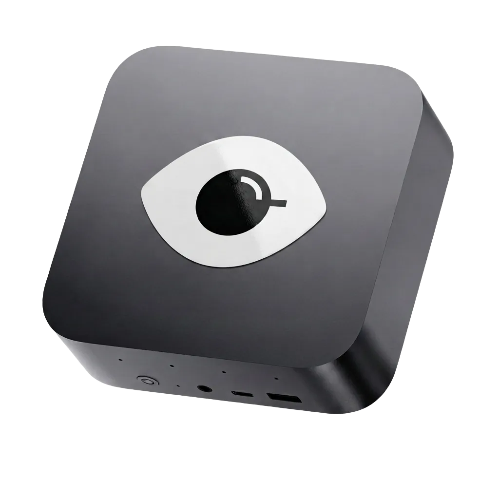 The Eyetea box — a compact on-prem device bearing the Eyetea eye mark
